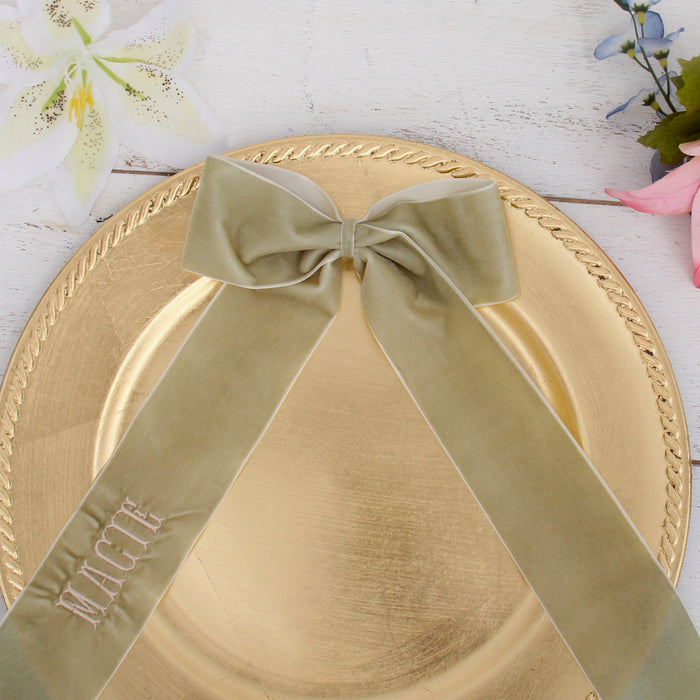 Personalized Velvet Ribbon Bow - Embroidered Name — Threadart.com