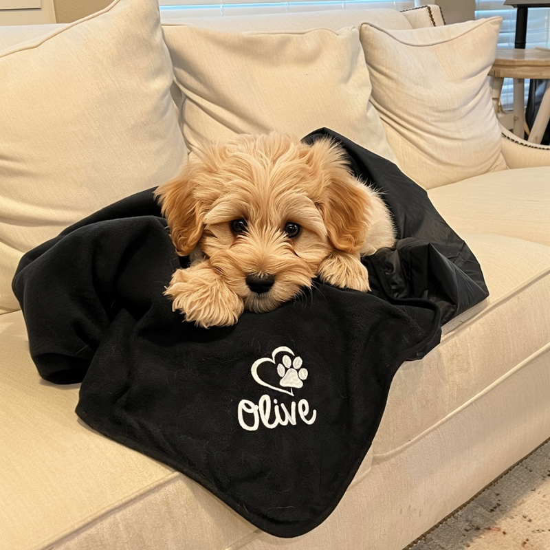 Personalized Waterproof Puppy Blanket - Custom Embroidery - Threadart.com