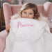 Personalized Soft Baby Blanket - Minky Ivory, Blue and Pink With Embroidery Name - Threadart.com