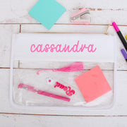 Personalized Clear Zipper Pouch Bags with Embroidery - Customized With Name or Words - Threadart.com