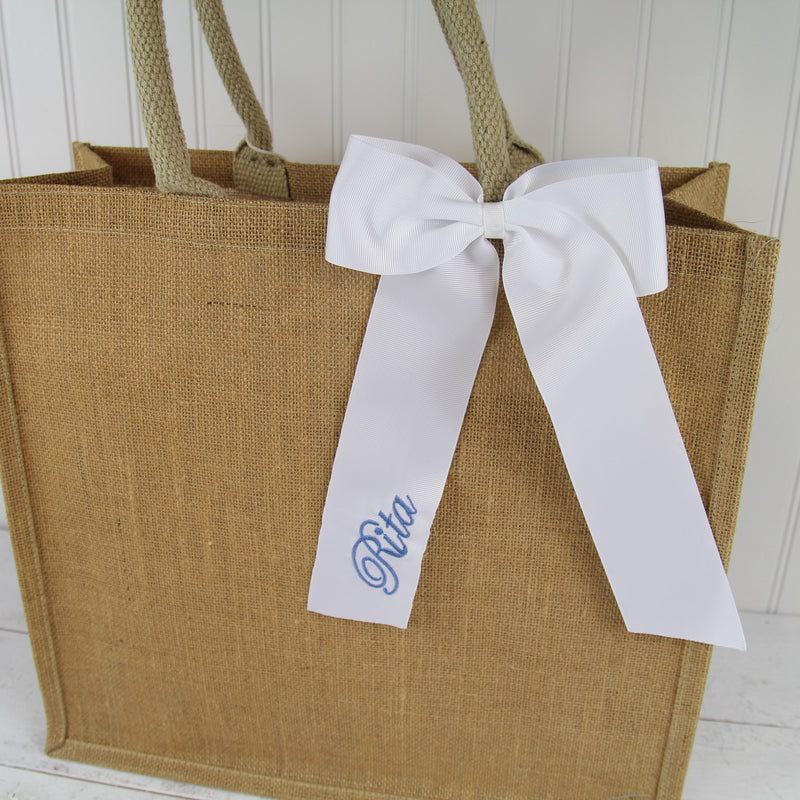 Personalized Grosgrain Ribbon Bow - Embroidered Name or Word - Threadart.com