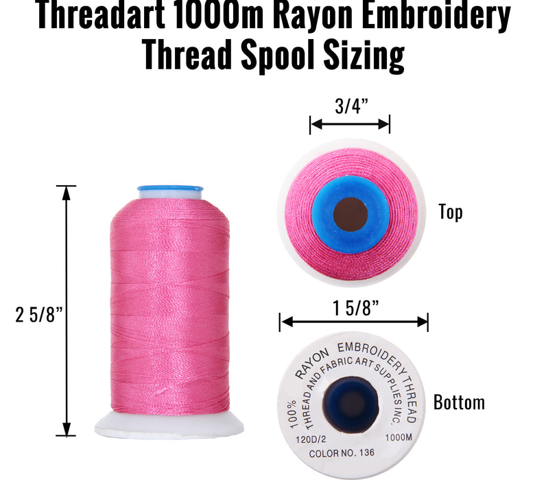40 Colors of Rayon Thread - Popular Colors Set A - 1000 Meters - Threadart.com