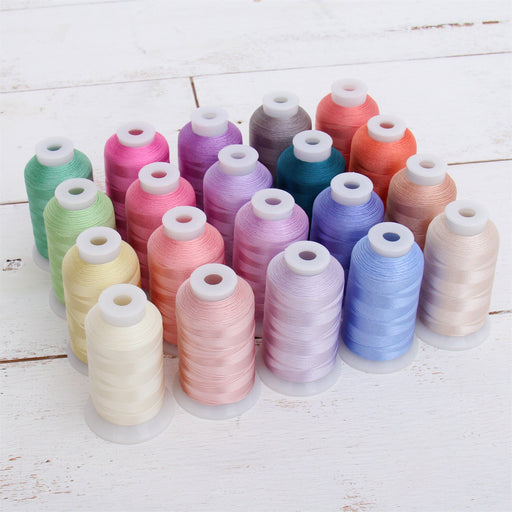 20 Colors of Polyester Embroidery Thread Set - Light Colors - Threadart.com
