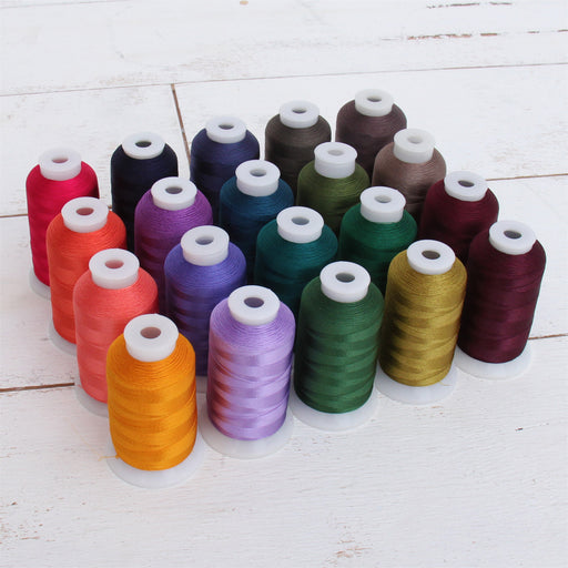 20 Colors of Polyester Embroidery Thread Set - Dark Colors - Threadart.com