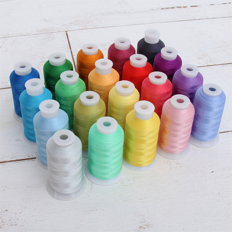 20 Colors of Polyester Embroidery Thread Set - Fresh Colors - Threadart.com