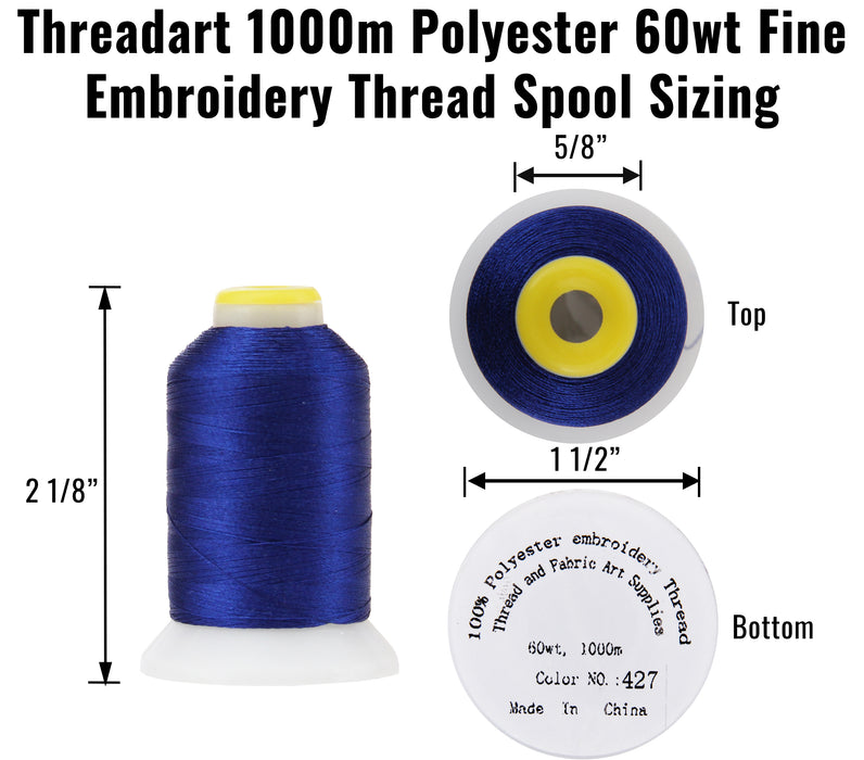 Micro Embroidery & Bobbin Thread 60 Wt No. 102 - Black- 1000 Meters - Threadart.com