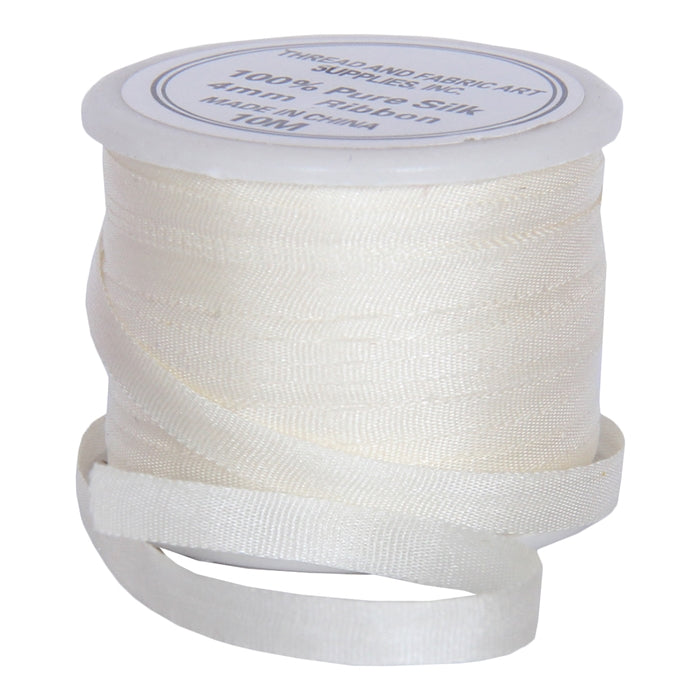 Silk Ribbon 4mm Cream x 10 Meters No. 501 - Threadart.com