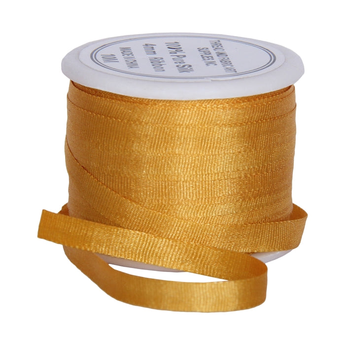 Silk Ribbon 4mm Orange Yellow x 10 Meters No. 511 - Threadart.com