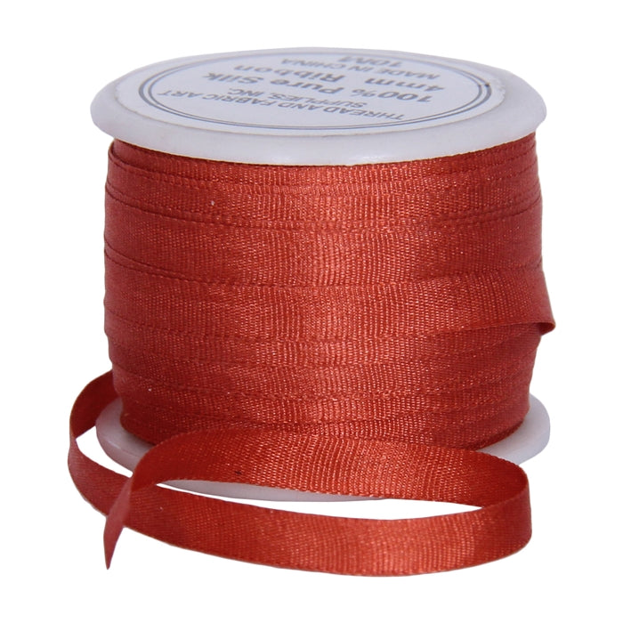 Silk Ribbon 4mm Auburn x 10 Meters No. 524 - Threadart.com