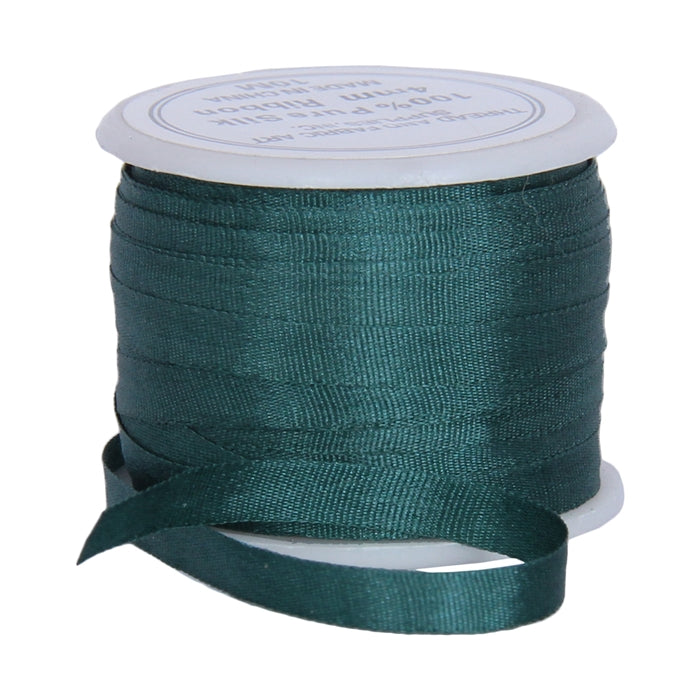 Silk Ribbon 4mm Teal Green x 10 Meters No. 617 - Threadart.com
