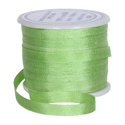 Silk Ribbon 4mm Lime Green x 10 Meters No. 642 - Threadart.com