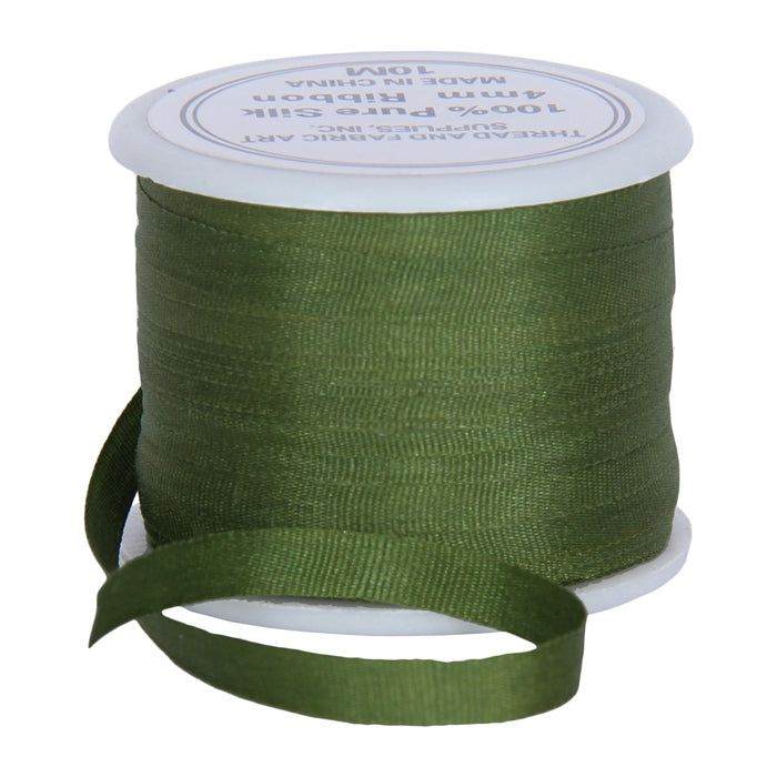 Silk Ribbon 4mm Dk Sage x 10 Meters No. 653 - Threadart.com