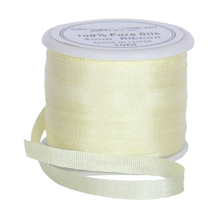 Silk Ribbon 4mm Lemon Yellow x 10 Meters No. 655 - Threadart.com