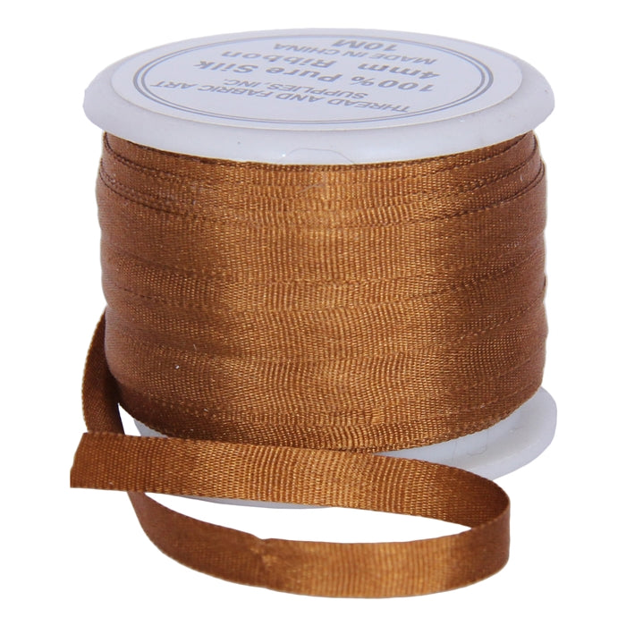 Silk Ribbon 4mm Golden Tan x 10 Meters  No. 668 - Threadart.com