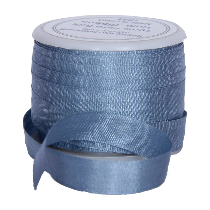 Silk Ribbon 7mm Slate Blue x 10 Meters No. 012 - Threadart.com