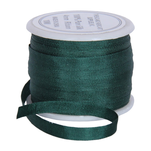 Silk Ribbon 4mm Emerald x 10 Meters No. 702 - Threadart.com