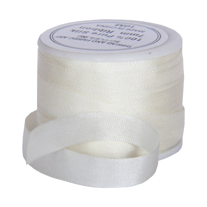 Silk Ribbon 7mm Cream x 10 Meters No. 501 - Threadart.com