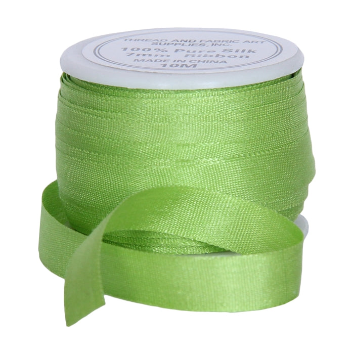 Silk Ribbon - 7mm - 50 Colors - Sage 10 Meters - For Embroidery