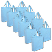 10 Pack of Blank Canvas Tote Bags - Light Blue - 100% Cotton- 14.5x17x3 - Threadart.com