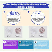 Prewound Embroidery Bobbins - 144 Count Per Box - White Cardboard Sided - L Style - Threadart.com