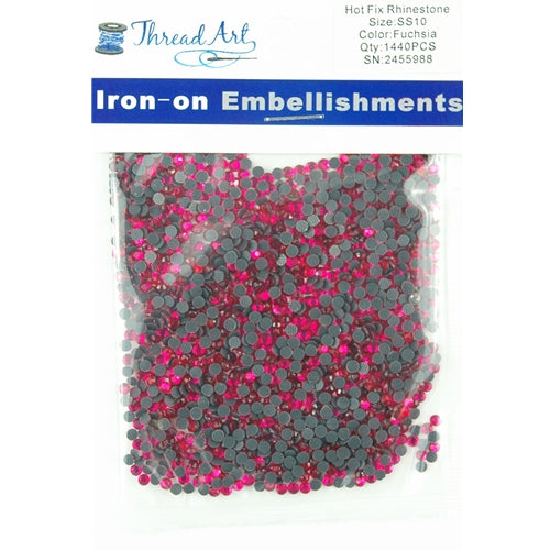 Hot Fix Rhinestones - SS10 - Fuchsia - 1440 stones - Threadart.com