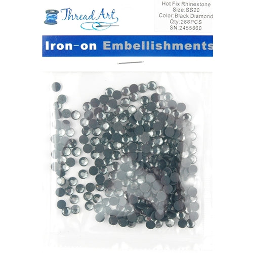 Hot Fix Rhinestones - SS20 - Black Diamond - 288 stones - Threadart.com