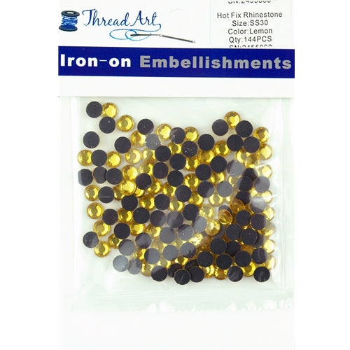 Hot Fix Rhinestones - SS30 - Lemon - 144 stones - Threadart.com