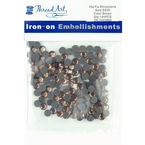 Hot Fix Rhinestones - SS30 - Brown - 144 stones - Threadart.com