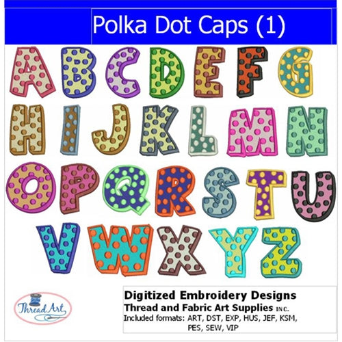 Machine Embroidery Designs - Polka Dot Cap Letters(1) - Threadart.com