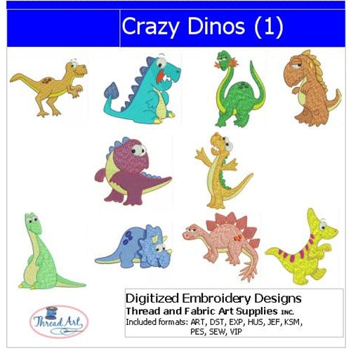 Machine Embroidery Designs - Crazy Dinos(1) - Threadart.com