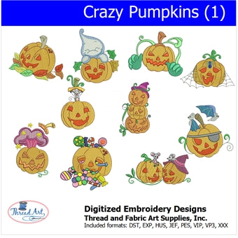 Machine Embroidery Designs - Crazy Pumpkins(1) - Threadart.com