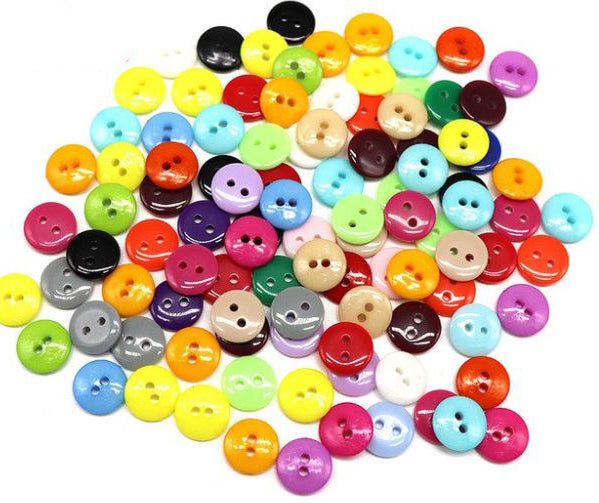 Collor Buttons Mixed Color Buttons - 50 Per Pkg - 11mm — Threadart.com