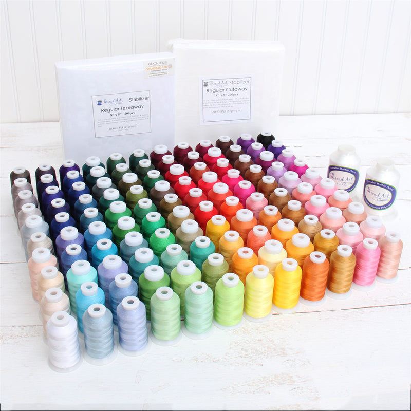 120 Color Embroidery Machine Starter Bundle With Thread, Stabilizer & Bobbins - Threadart.com