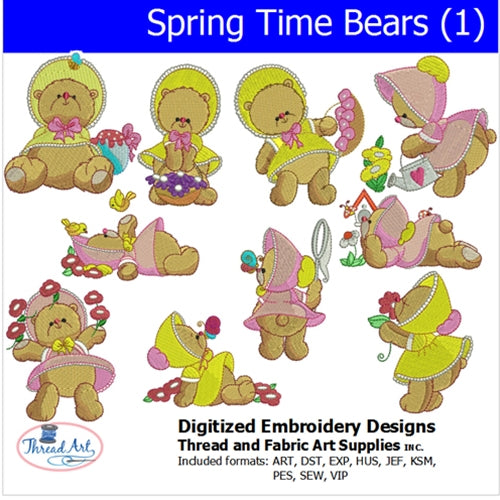 Machine Embroidery Designs - Spring Time Bears (1) - Threadart.com