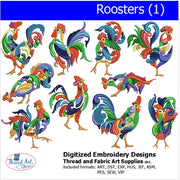 Machine Embroidery Designs - Roosters (1) - Threadart.com