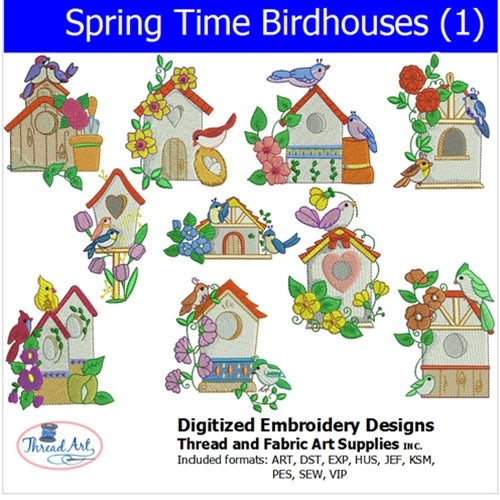 Machine Embroidery Designs - Spring Time Birdhouses (1) - Threadart.com