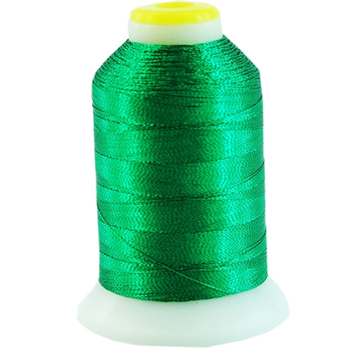 Metallic Thread - No. L65 - Bright Green - 500 Meter Cones - Threadart.com