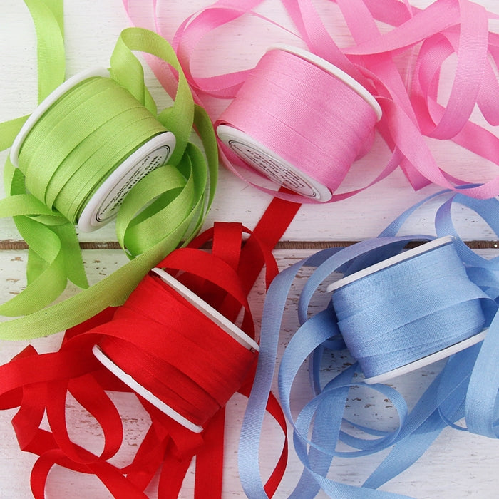7mm Silk Ribbon Set - Bright Colors - Four Spool Collection - Threadart.com