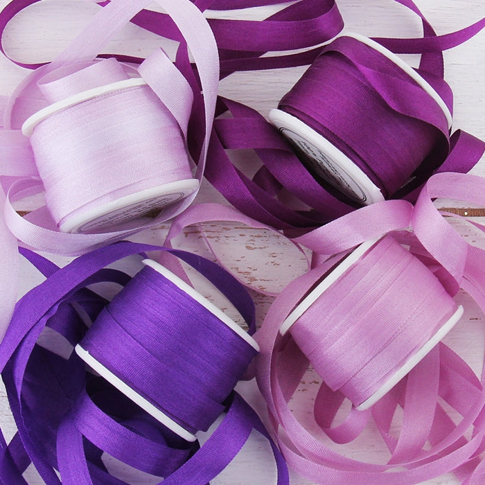 7mm Silk Ribbon Set - Purple Shades - Four Spool Collection - Threadart.com