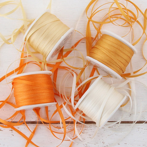 2mm Silk Ribbon Set - Orange Shades - Four Spool Collection - Threadart.com