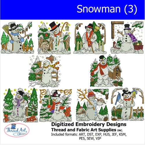Machine Embroidery Designs - Snowman (3) - Threadart.com