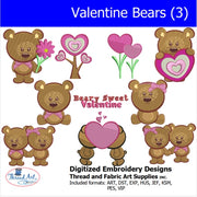 Machine Embroidery Designs - Valentine Bears(3) - Threadart.com
