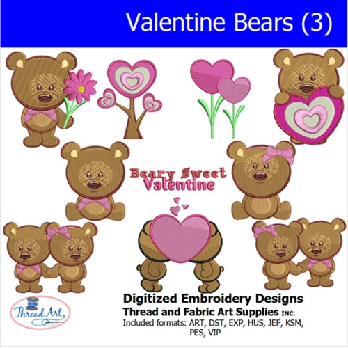 Machine Embroidery Designs - Valentine Bears(3) - Threadart.com