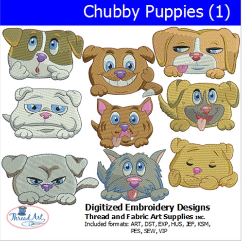 Machine Embroidery Designs - Chubby Puppies(1) - Threadart.com