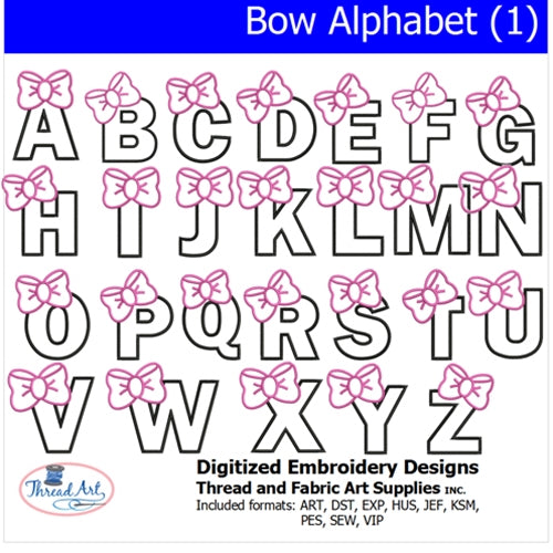 Machine Embroidery Designs - Bow Alphabet (1) - Threadart.com