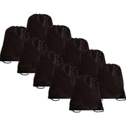 10 Drawstring Tote Bags - Black - Threadart.com
