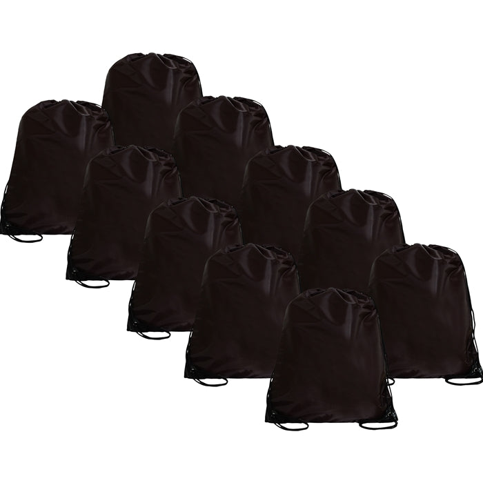 10 Drawstring Tote Bags - Black - Threadart.com