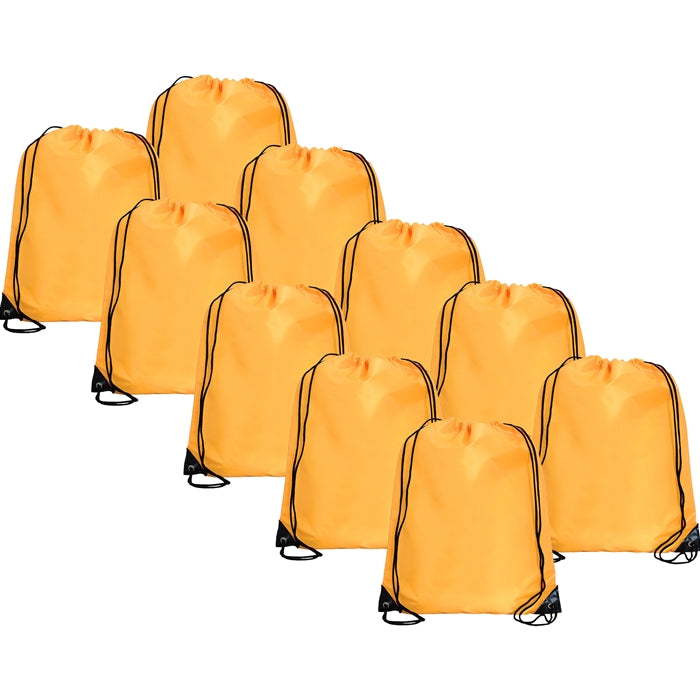 10 Drawstring Tote Bags - Gold - Threadart.com