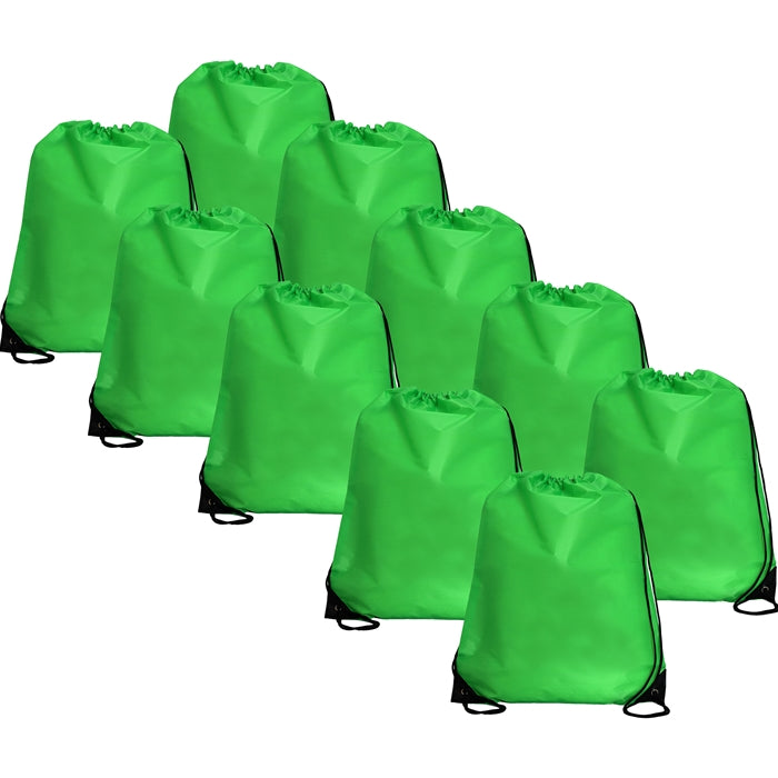 10 Drawstring Tote Bags - Lime Green - Threadart.com