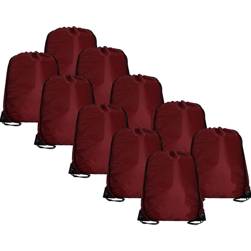 10 Drawstring Tote Bags - Maroon - Threadart.com